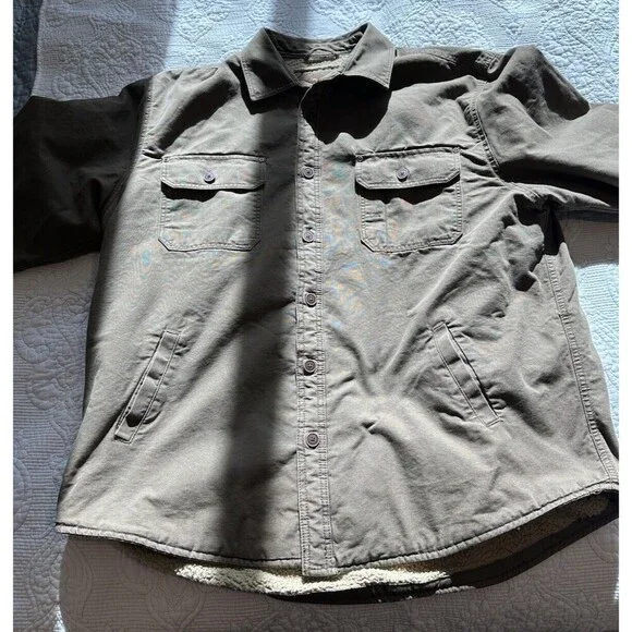 Vtg OUTDOOR LIFE Men's XL Fleece Lined Coat Jacket Cotton Brown Denim Hunting - Picture 4 of 16